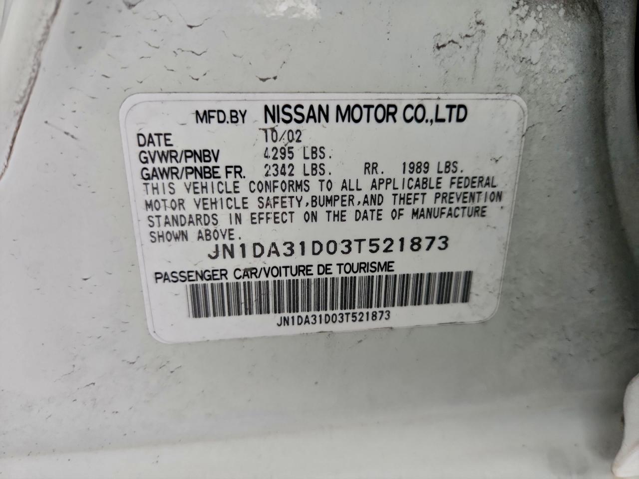 2003 NISSAN Maxima