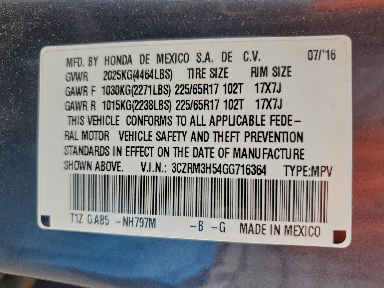 2016 HONDA CR-V