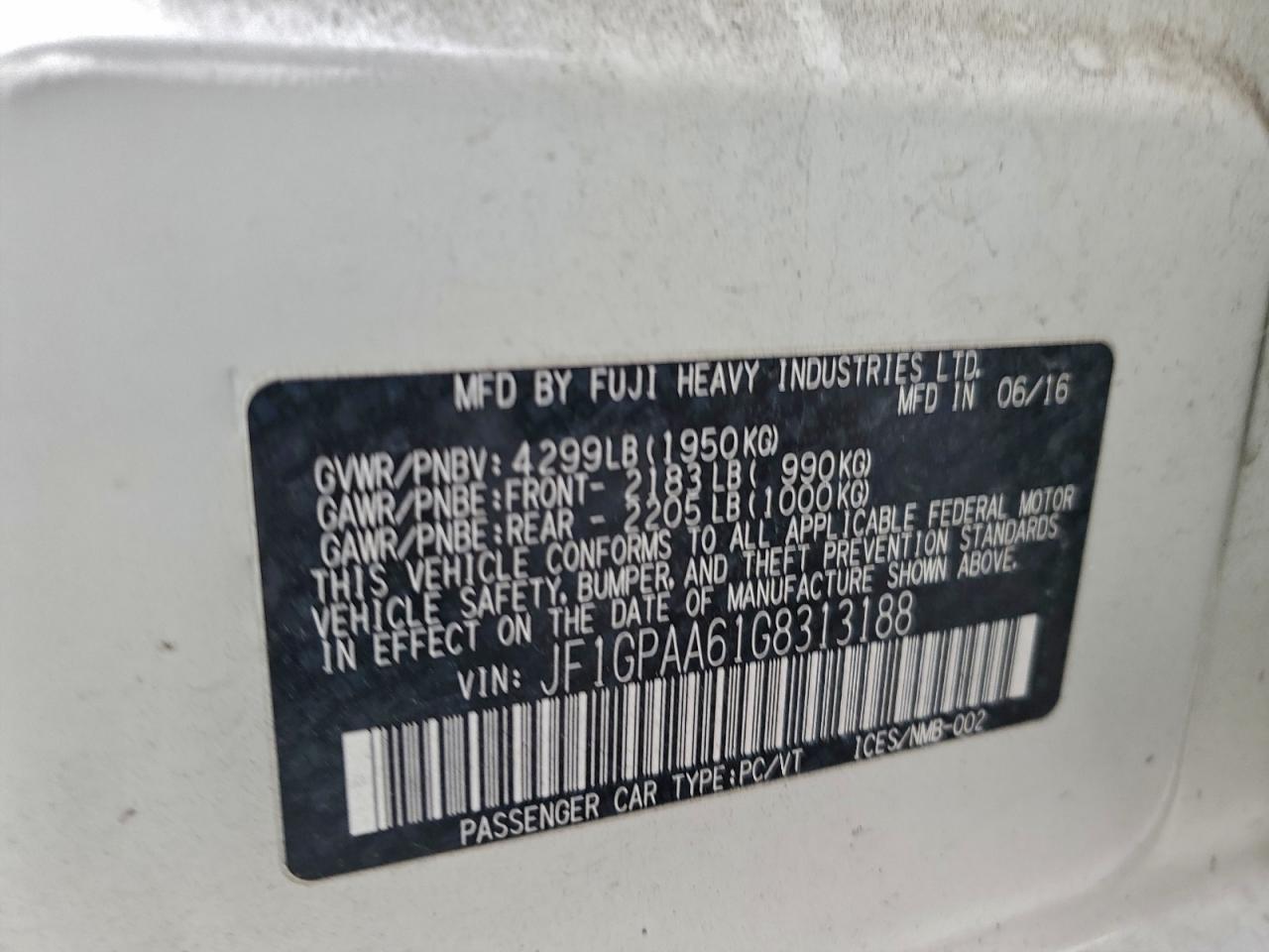 2016 SUBARU IMPREZA
