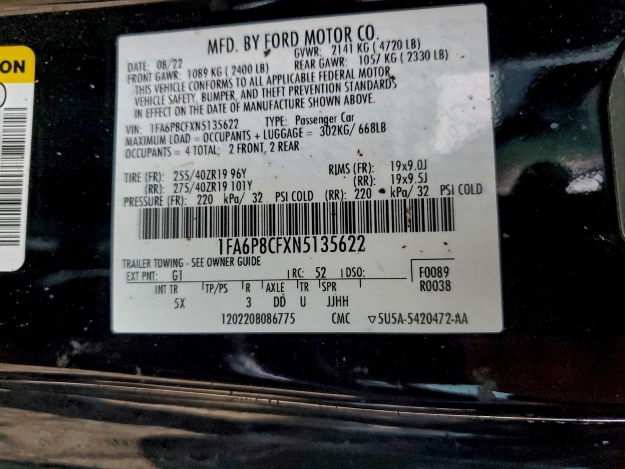 2022 FORD MUSTANG