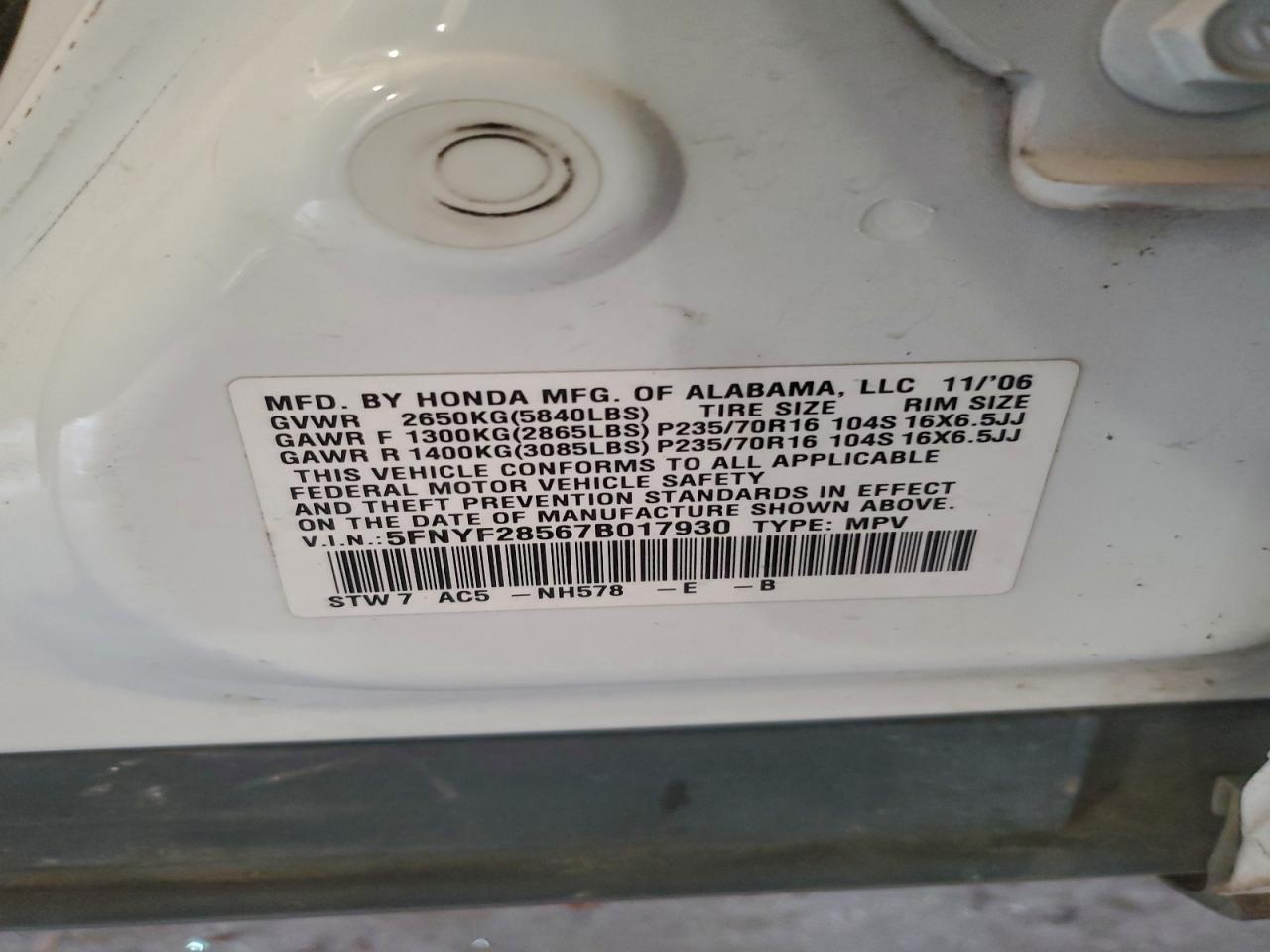 2007 HONDA PILOT