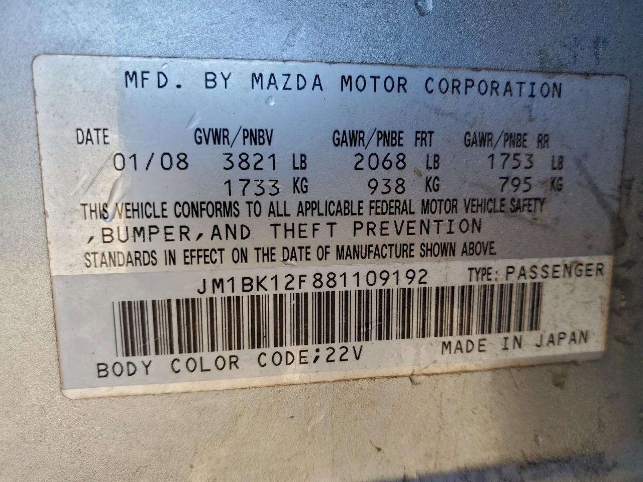 2008 MAZDA 3