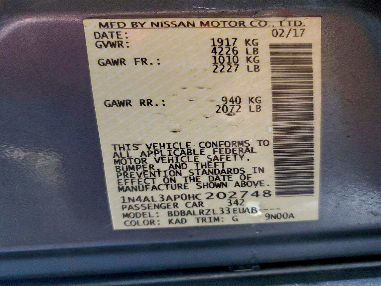 2017 NISSAN ALTIMA