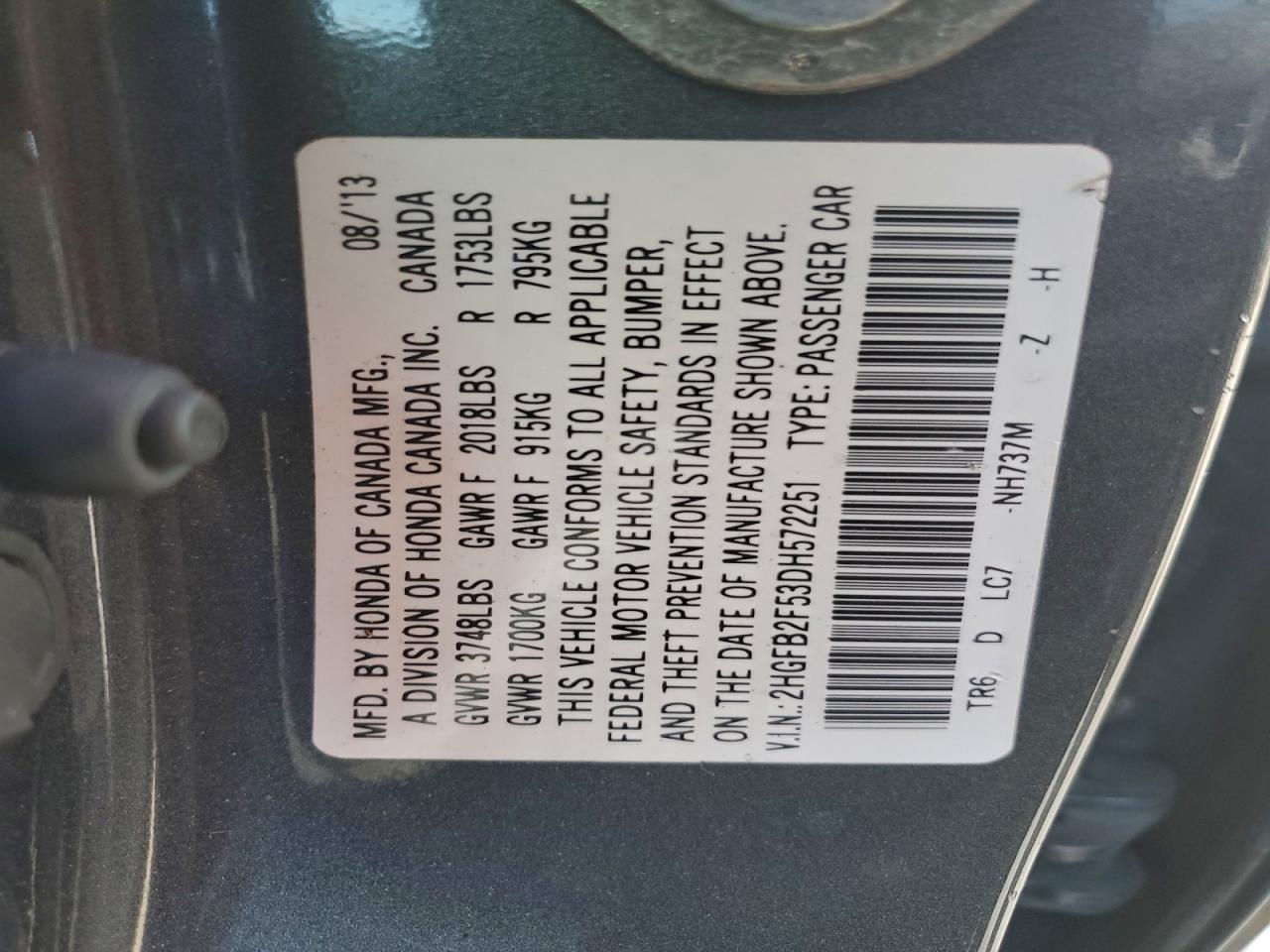 2013 HONDA CIVIC