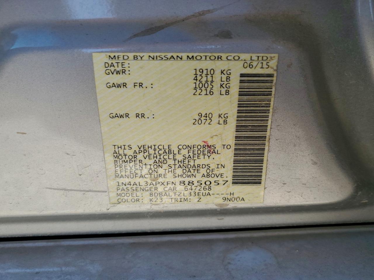 2015 NISSAN ALTIMA