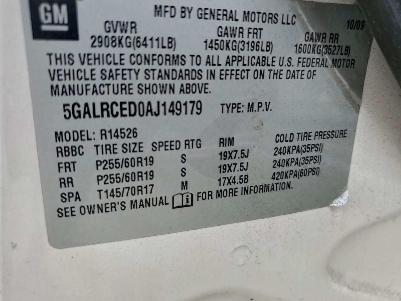 2010 BUICK ENCLAVE