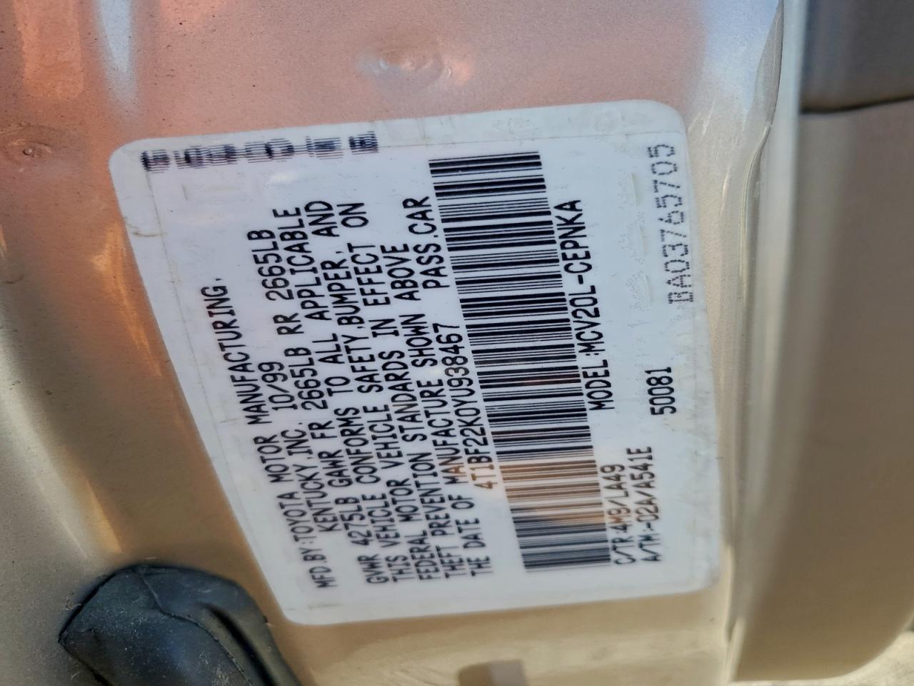 2000 TOYOTA CAMRY