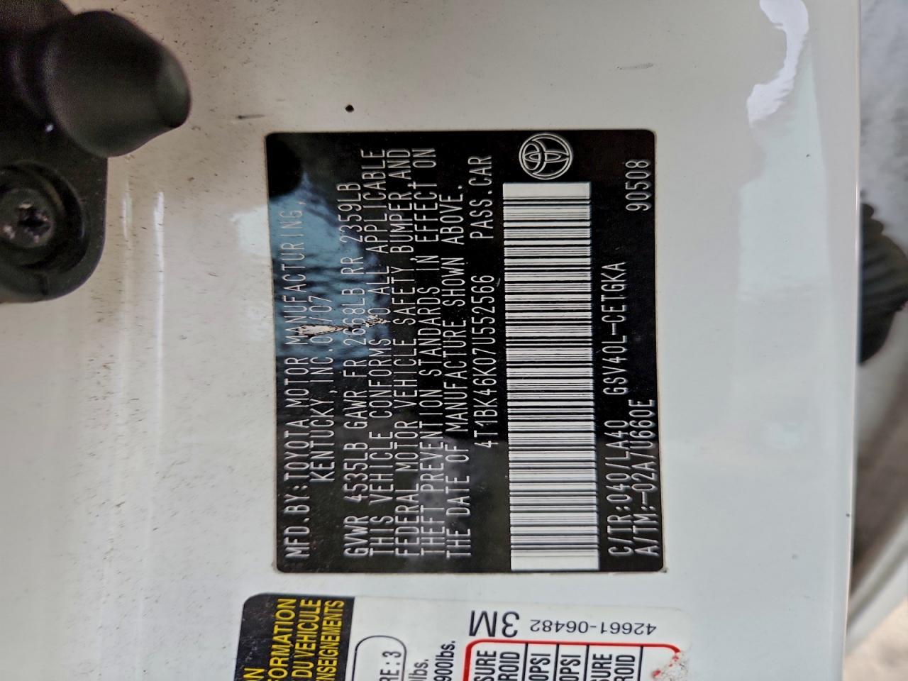2007 TOYOTA CAMRY