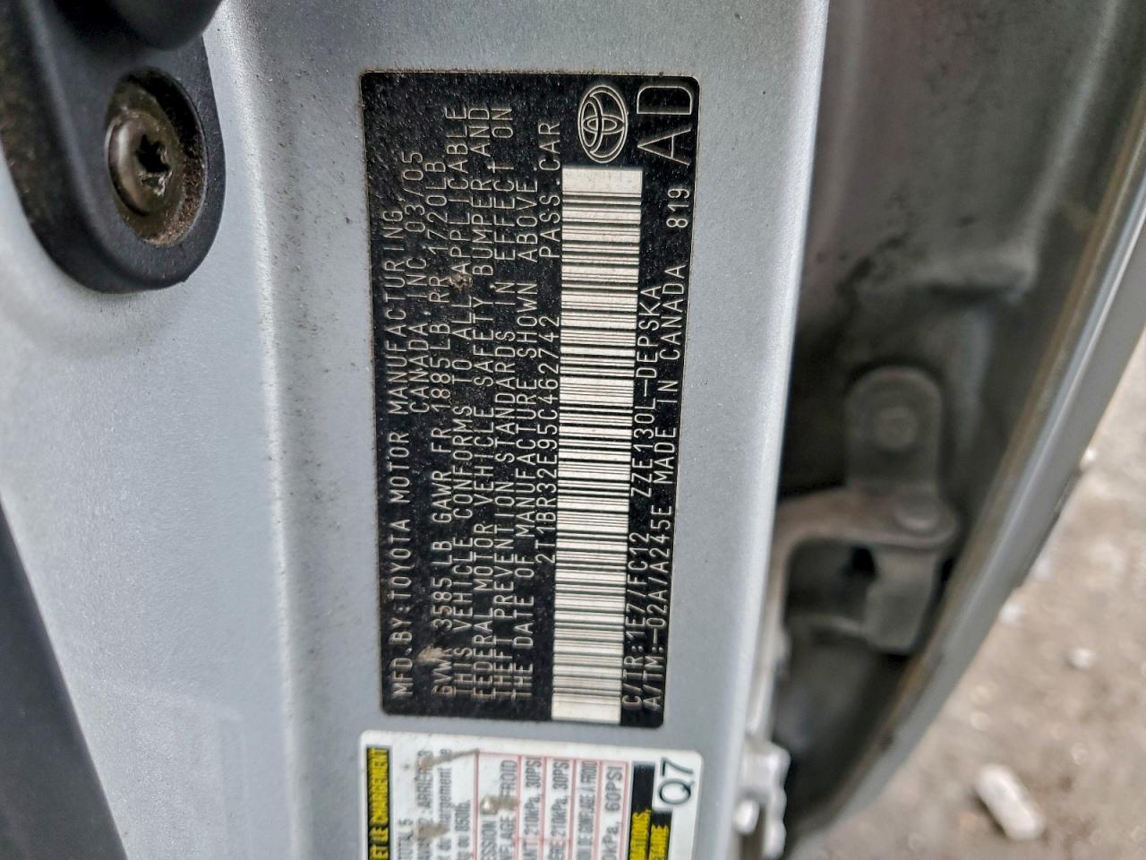 2005 TOYOTA COROLLA