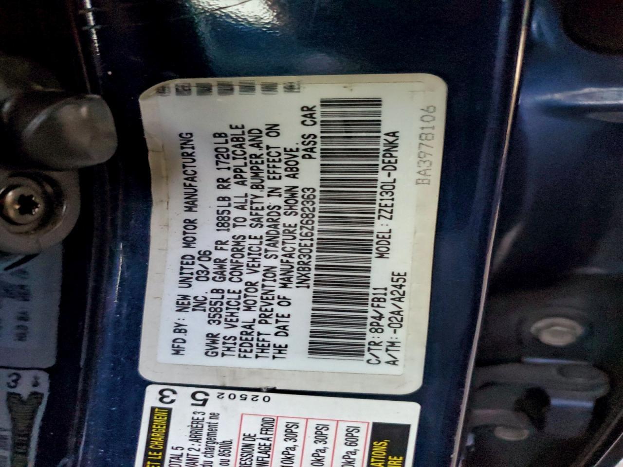2006 TOYOTA COROLLA