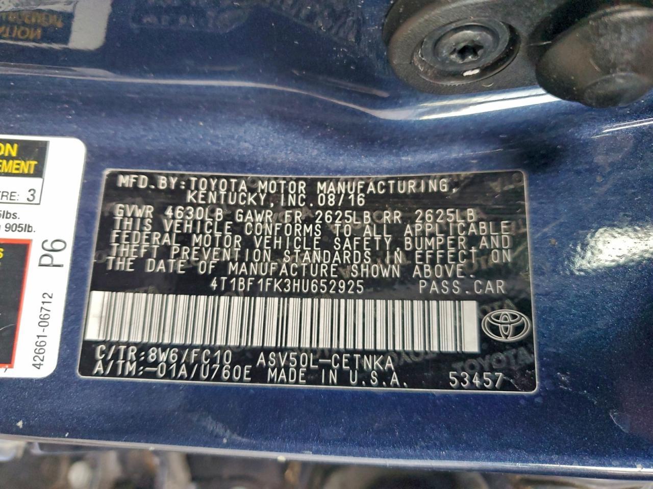2017 TOYOTA CAMRY