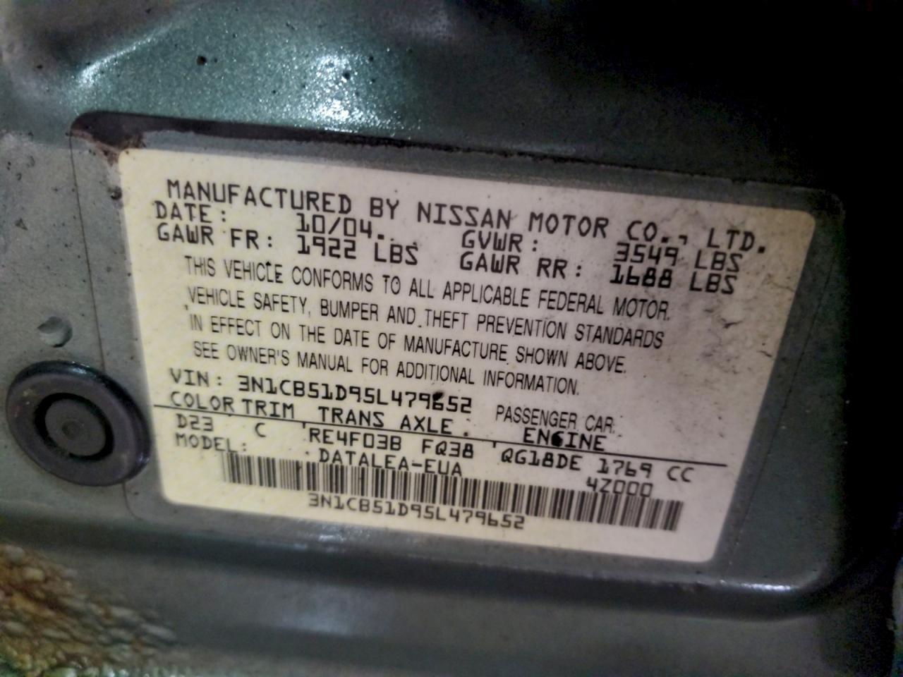 2005 NISSAN SENTRA