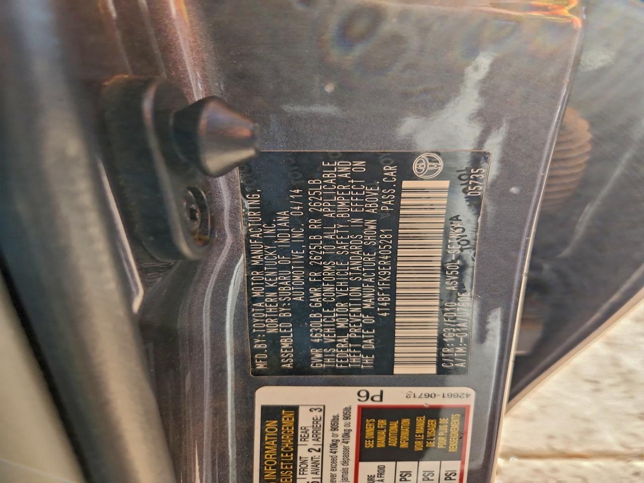 2014 TOYOTA CAMRY