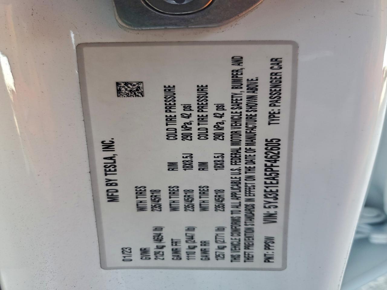 2023 TESLA MODEL 3