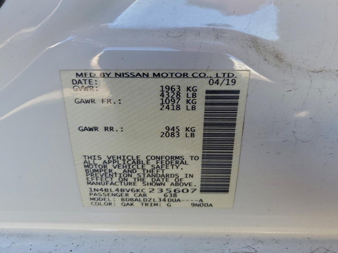 2019 NISSAN ALTIMA