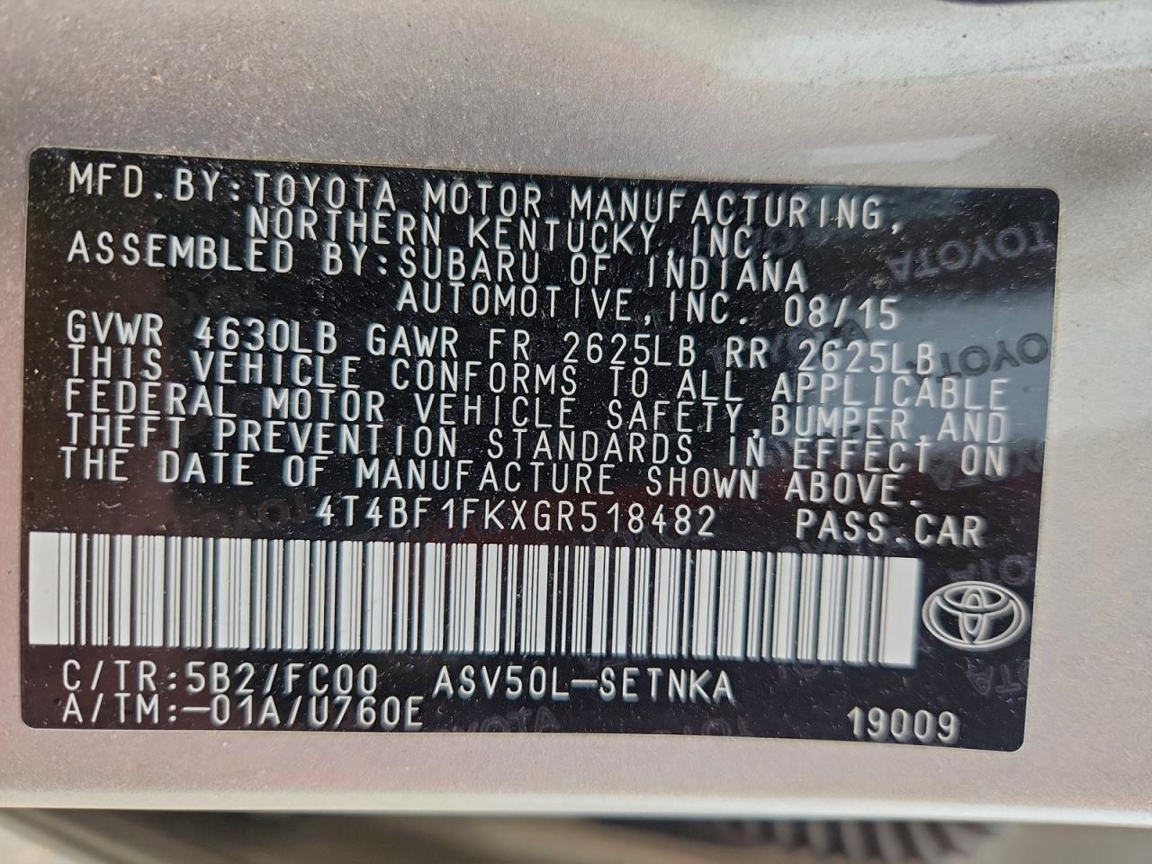 2016 TOYOTA CAMRY