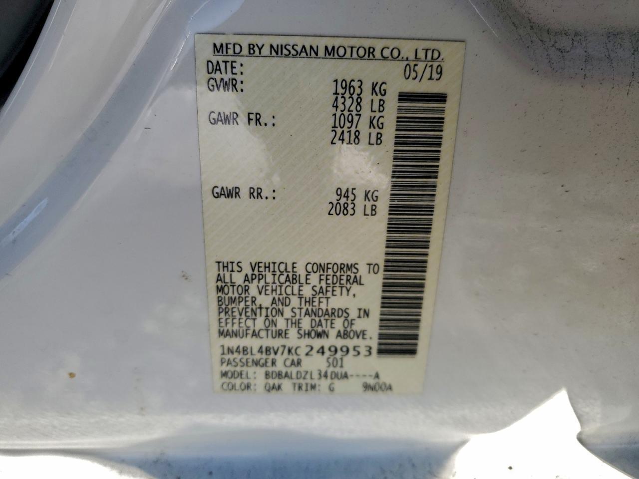 2019 NISSAN ALTIMA