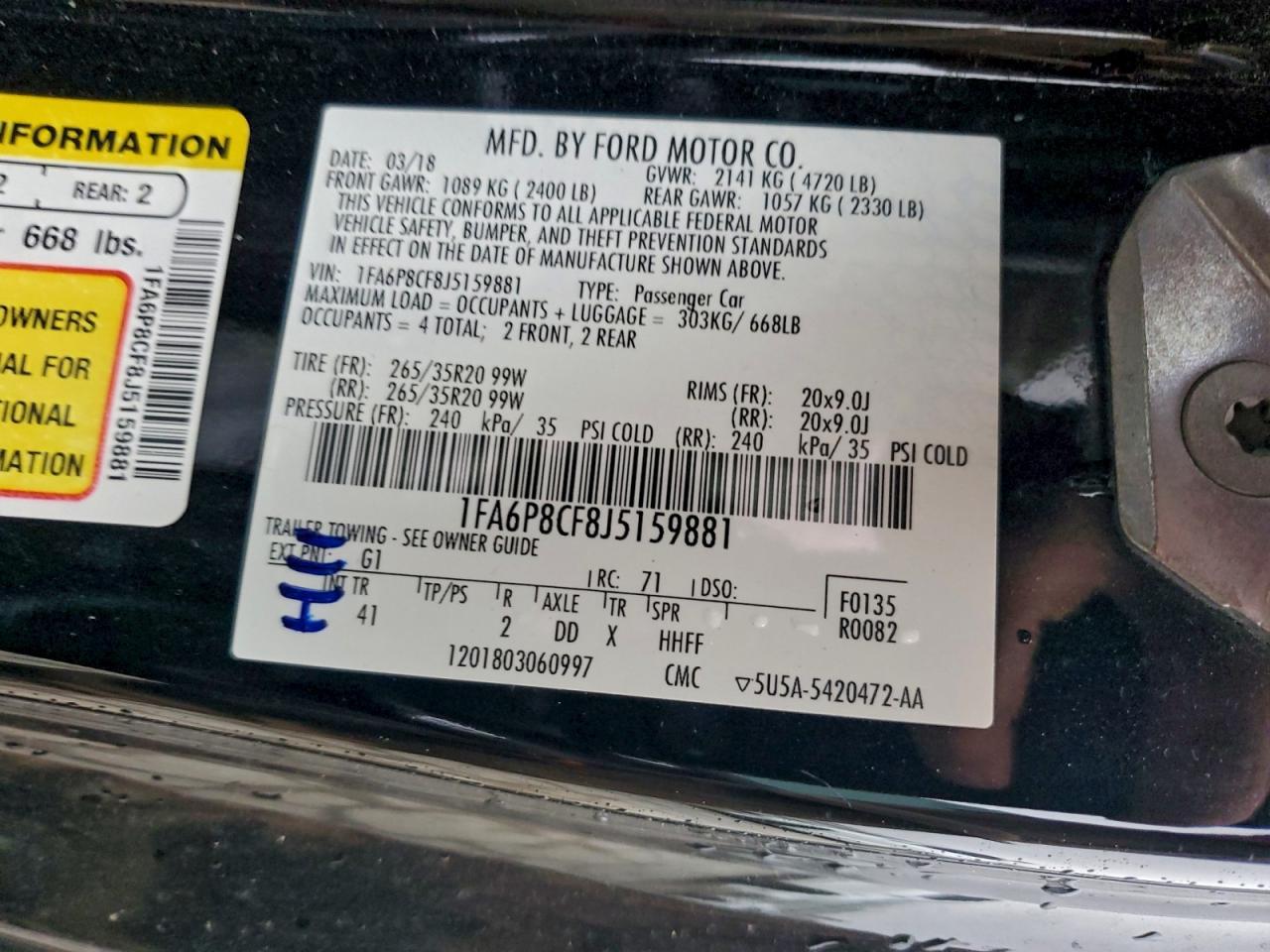 2018 FORD MUSTANG