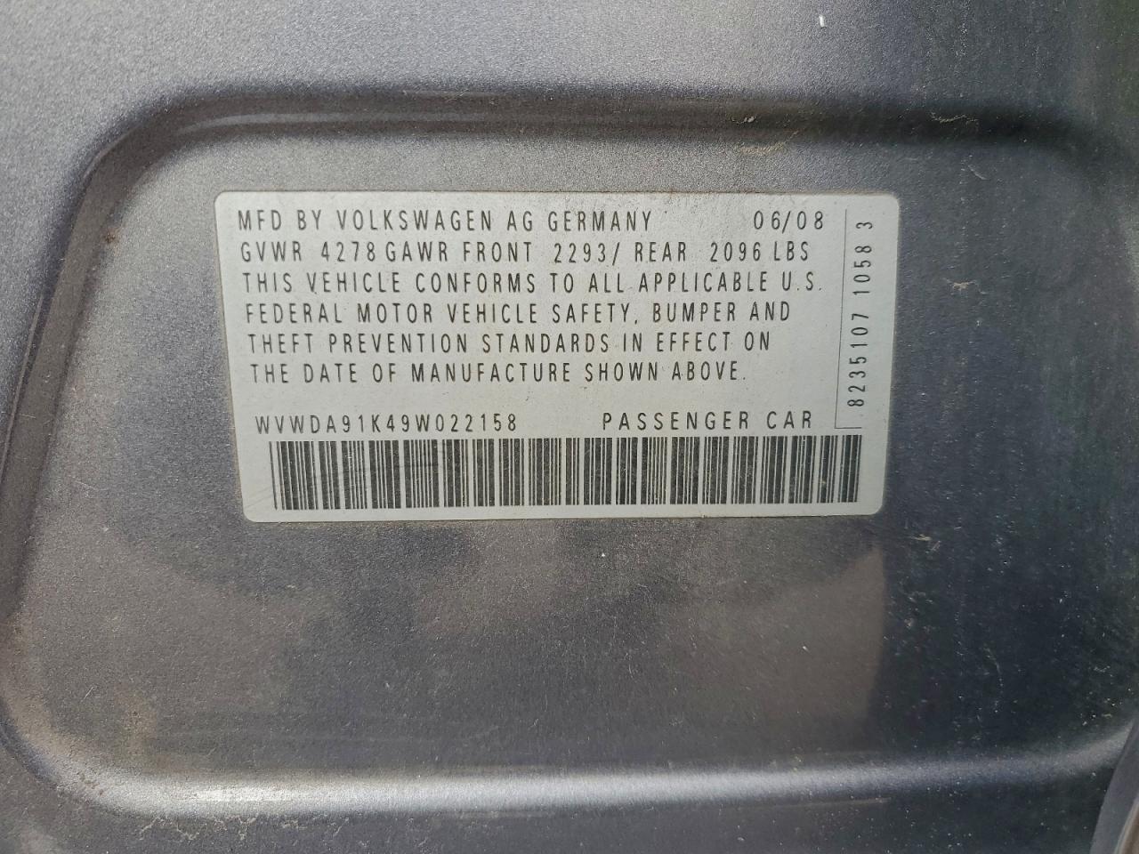 2009 VOLKSWAGEN RABBIT