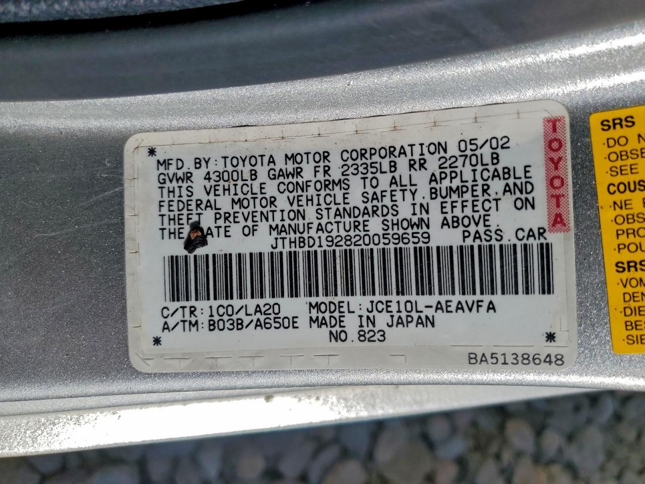 2002 LEXUS IS 300