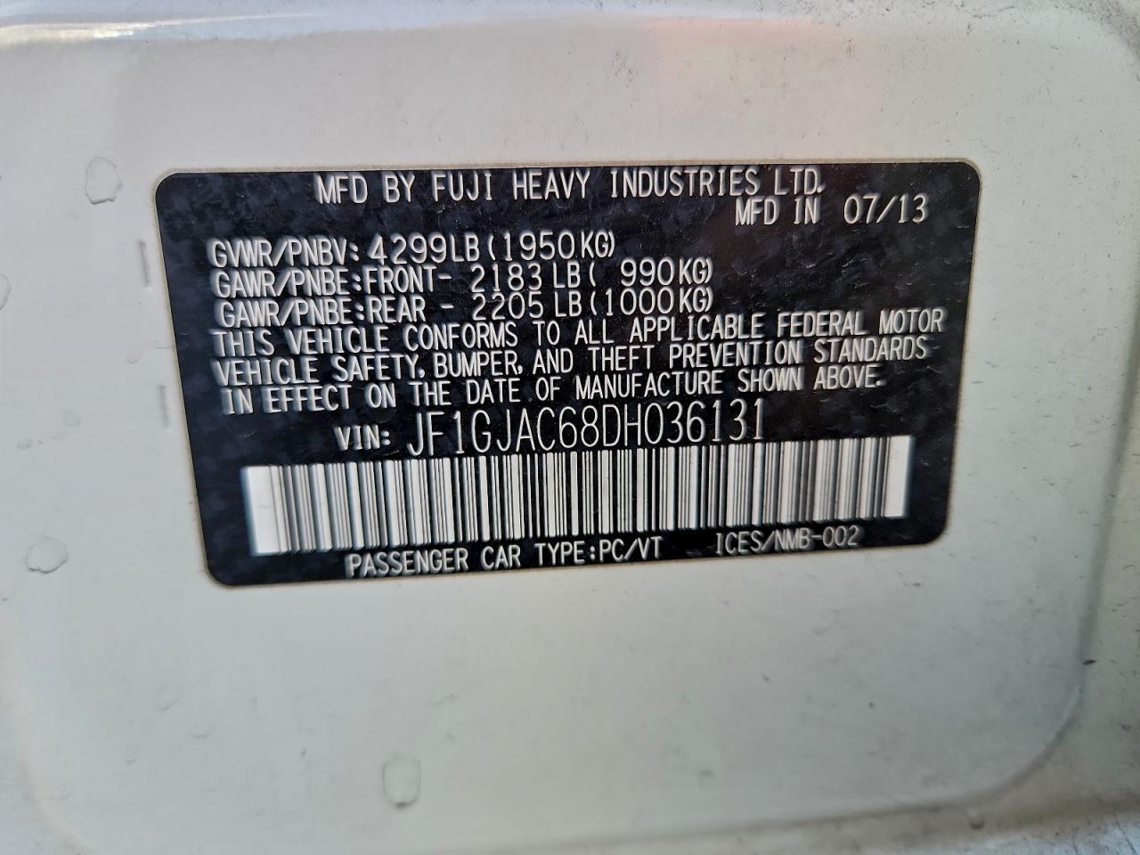2013 SUBARU IMPREZA