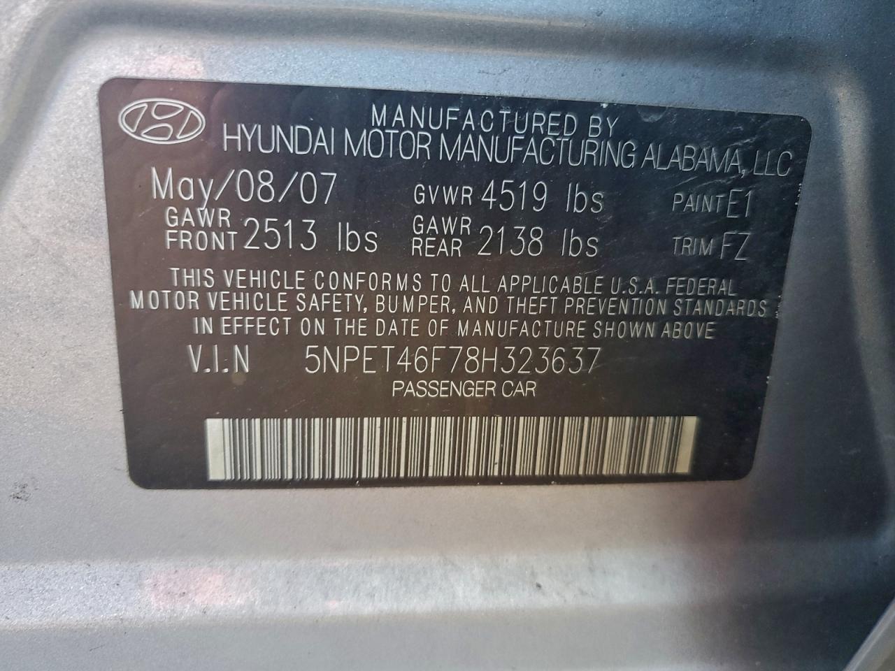 2008 HYUNDAI SONATA