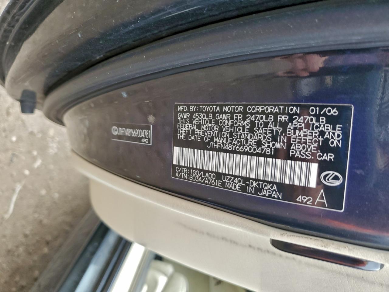 2006 LEXUS SC 430