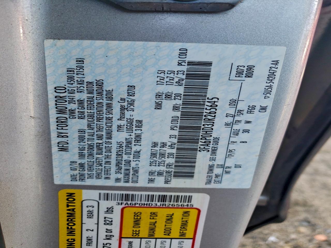 2018 FORD FUSION