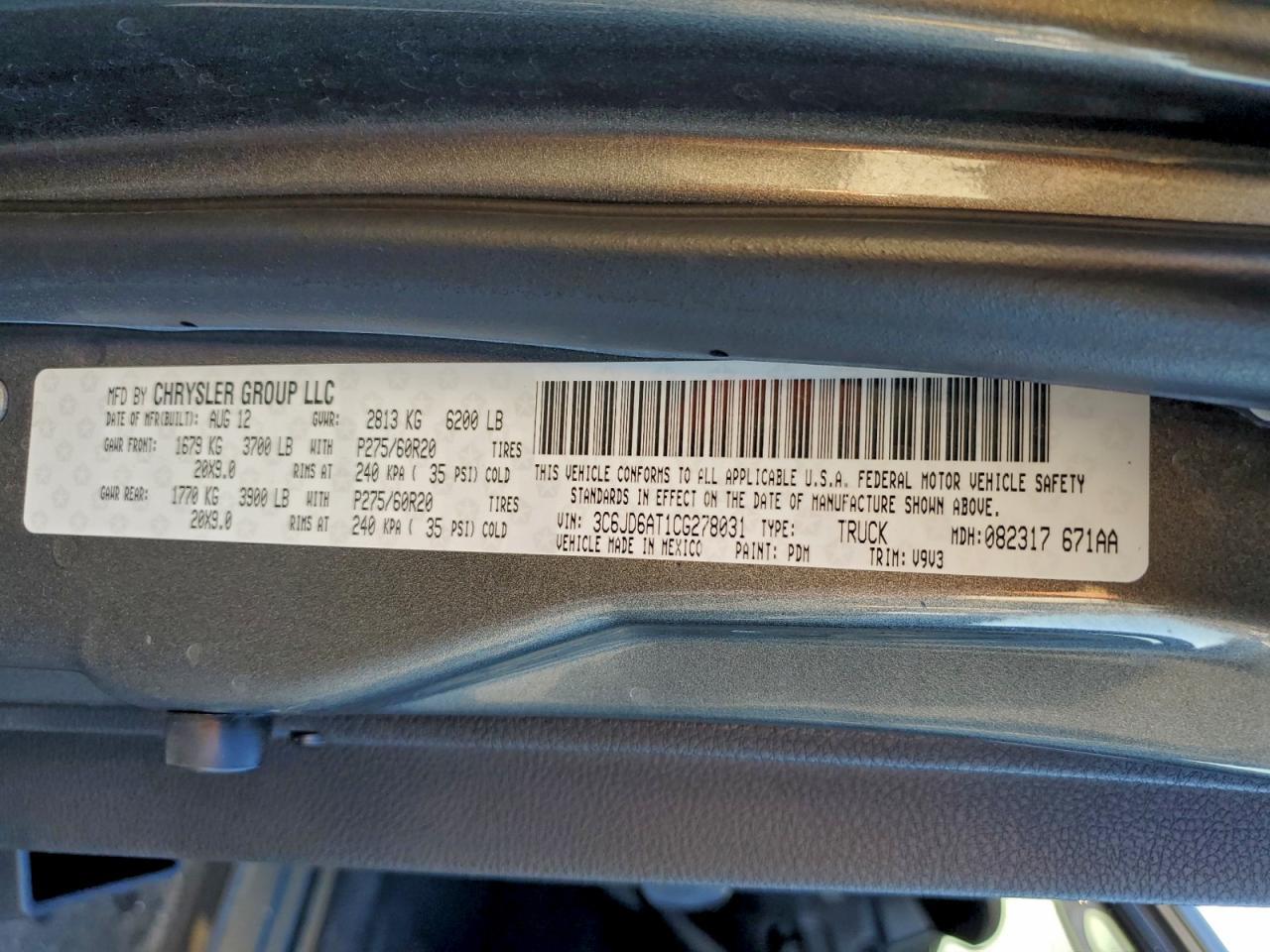 2012 DODGE RAM 1500