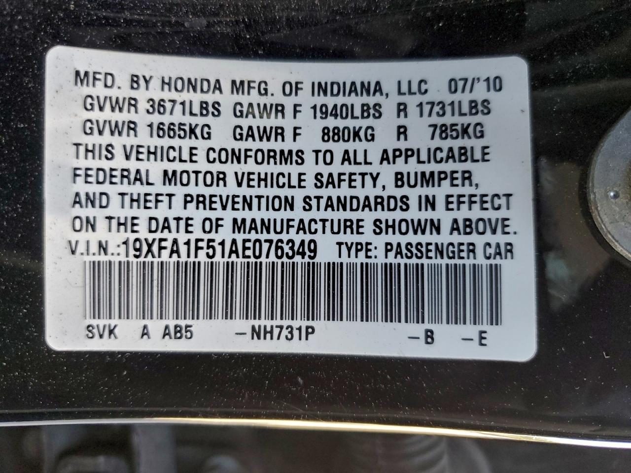2010 HONDA CIVIC
