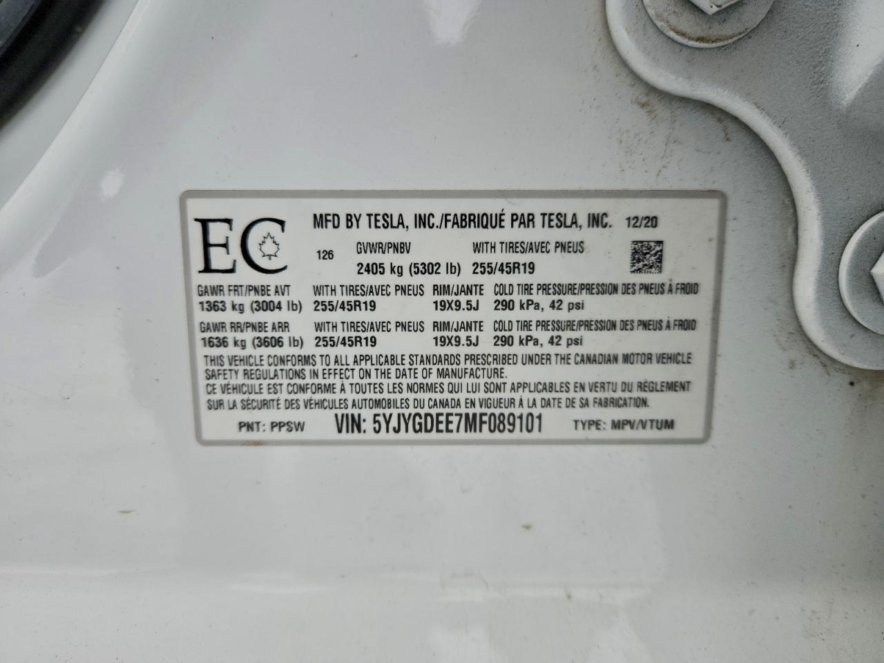 2021 TESLA MODEL Y