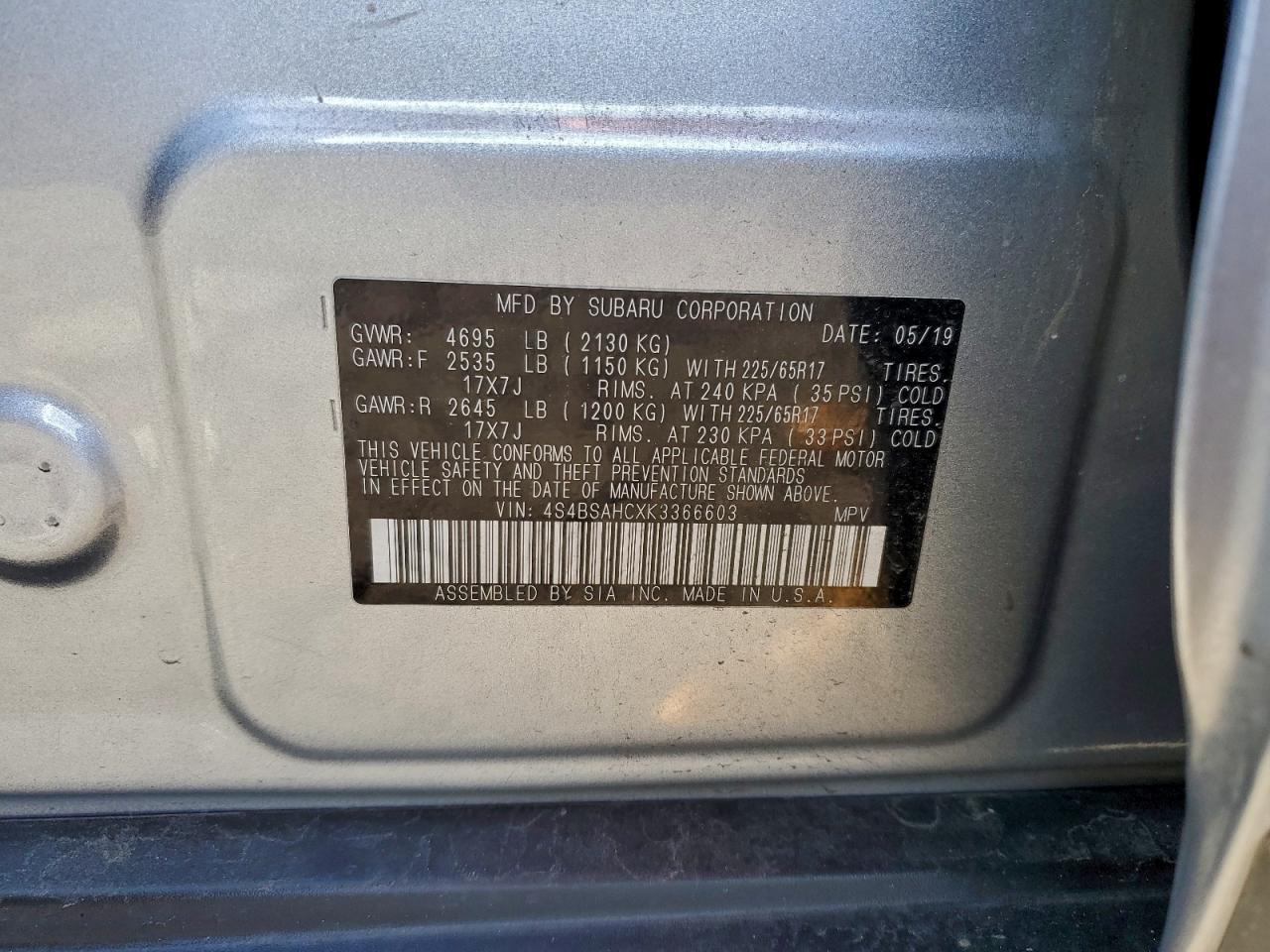2019 SUBARU Outback