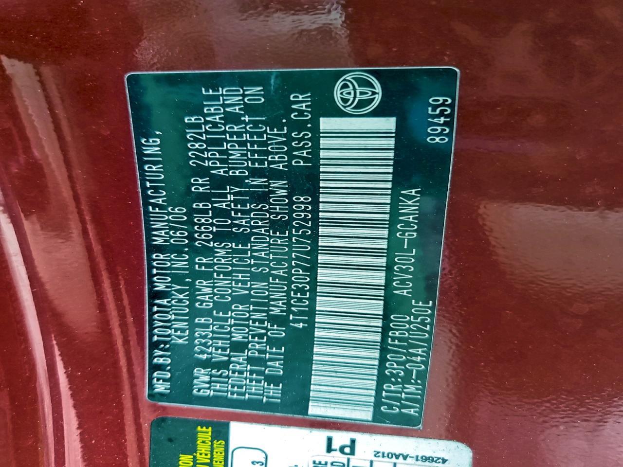 2007 TOYOTA CAMRY