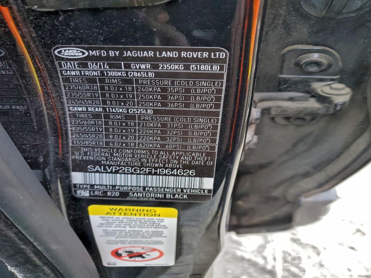 2015 LAND ROVER RANGE ROVER EVOQUE