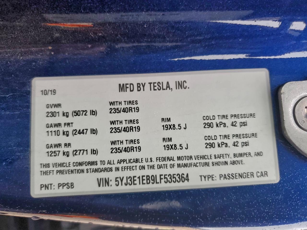 2020 TESLA MODEL 3