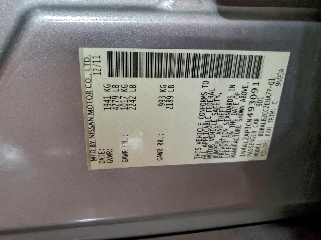 2012 NISSAN ALTIMA