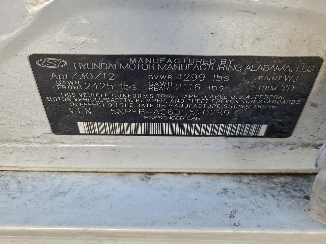 2013 HYUNDAI SONATA