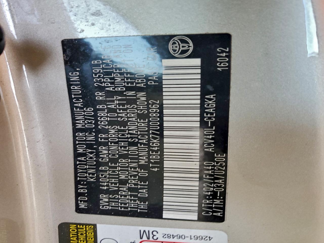 2007 TOYOTA CAMRY