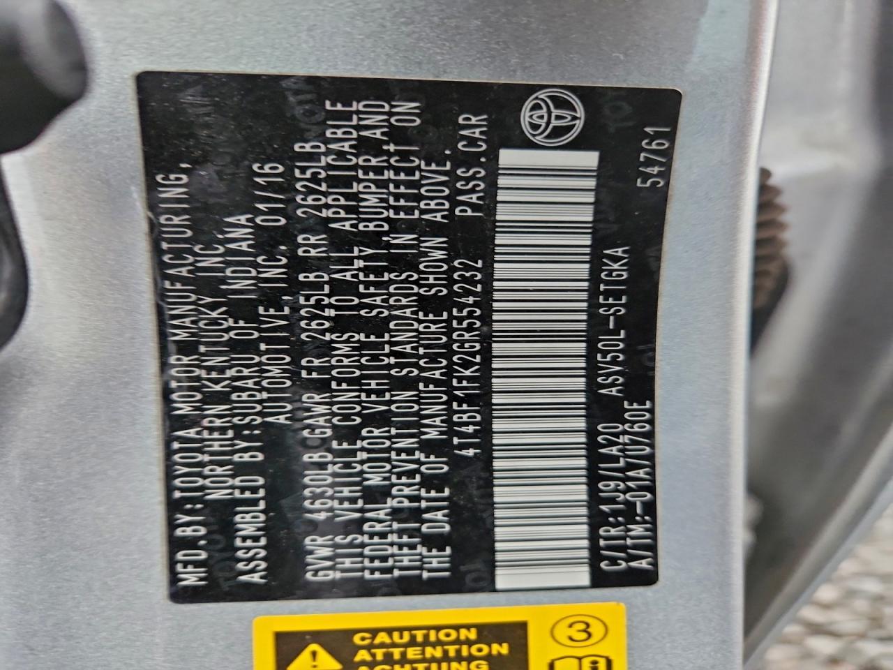 2016 TOYOTA CAMRY