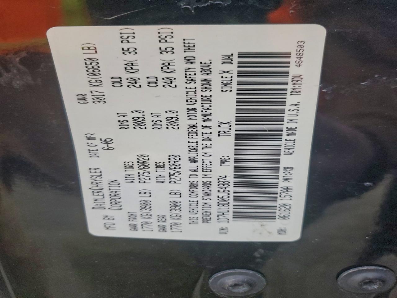 2005 DODGE RAM 1500