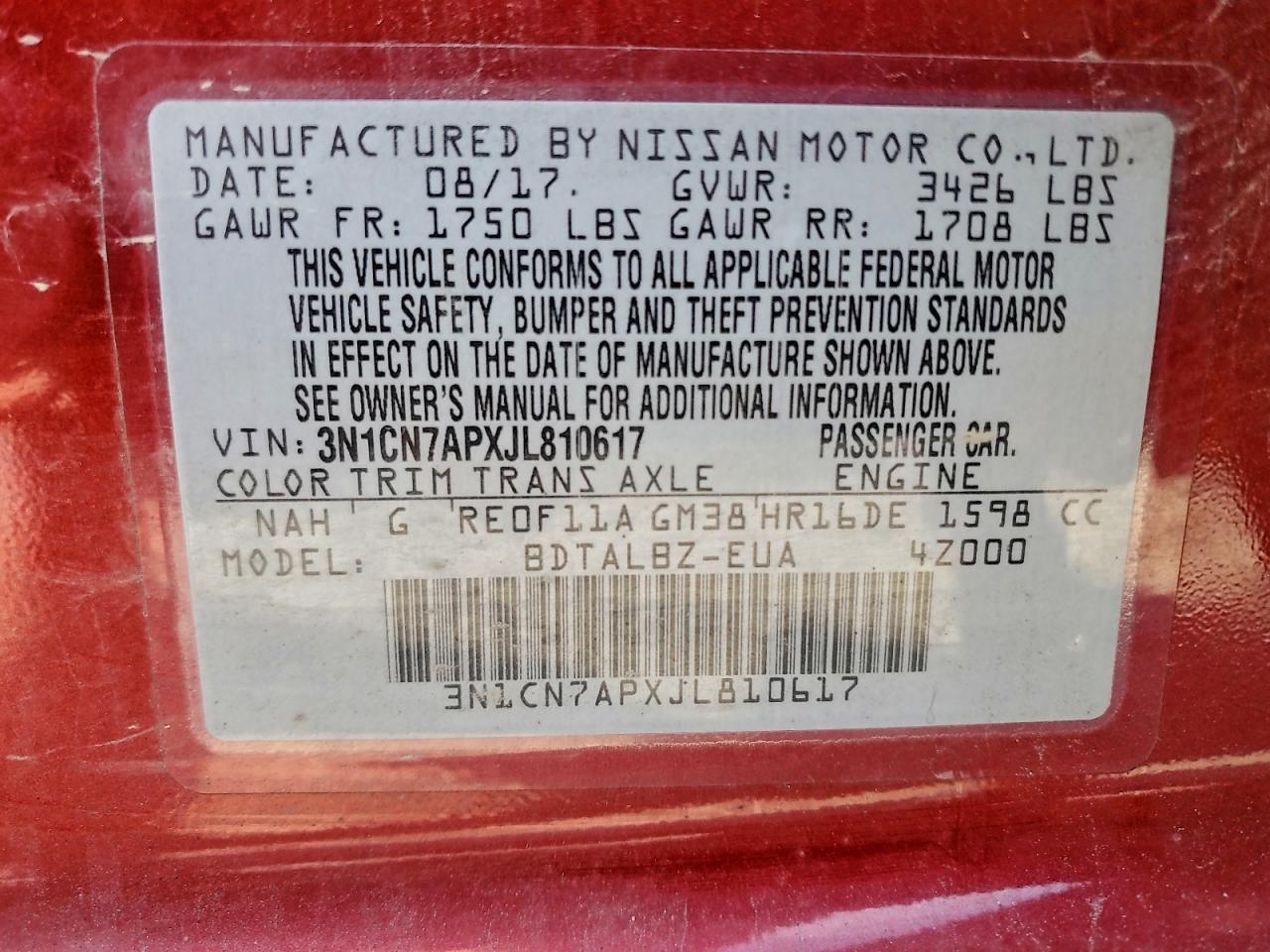 2018 NISSAN VERSA