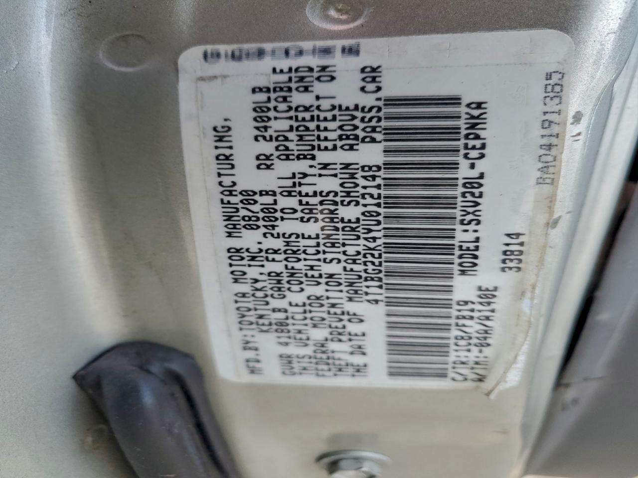 2000 TOYOTA CAMRY