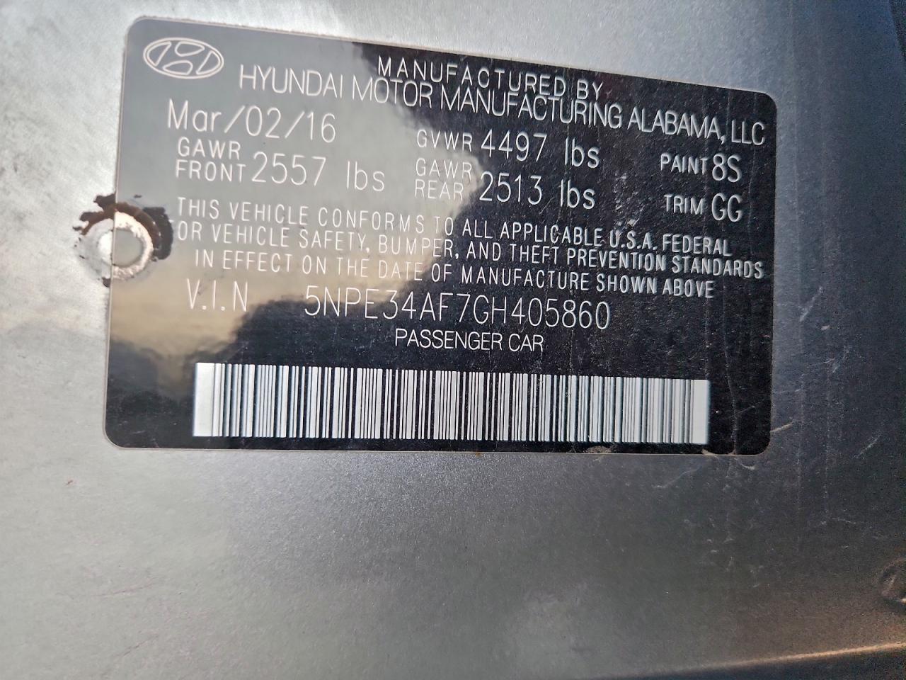 2016 HYUNDAI SONATA
