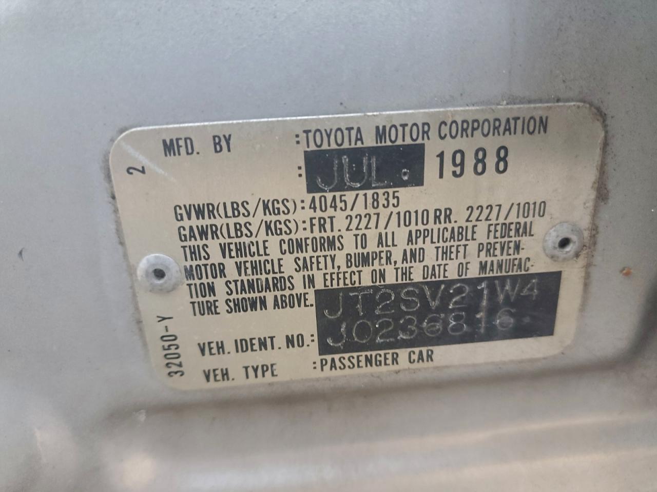 1988 TOYOTA CAMRY