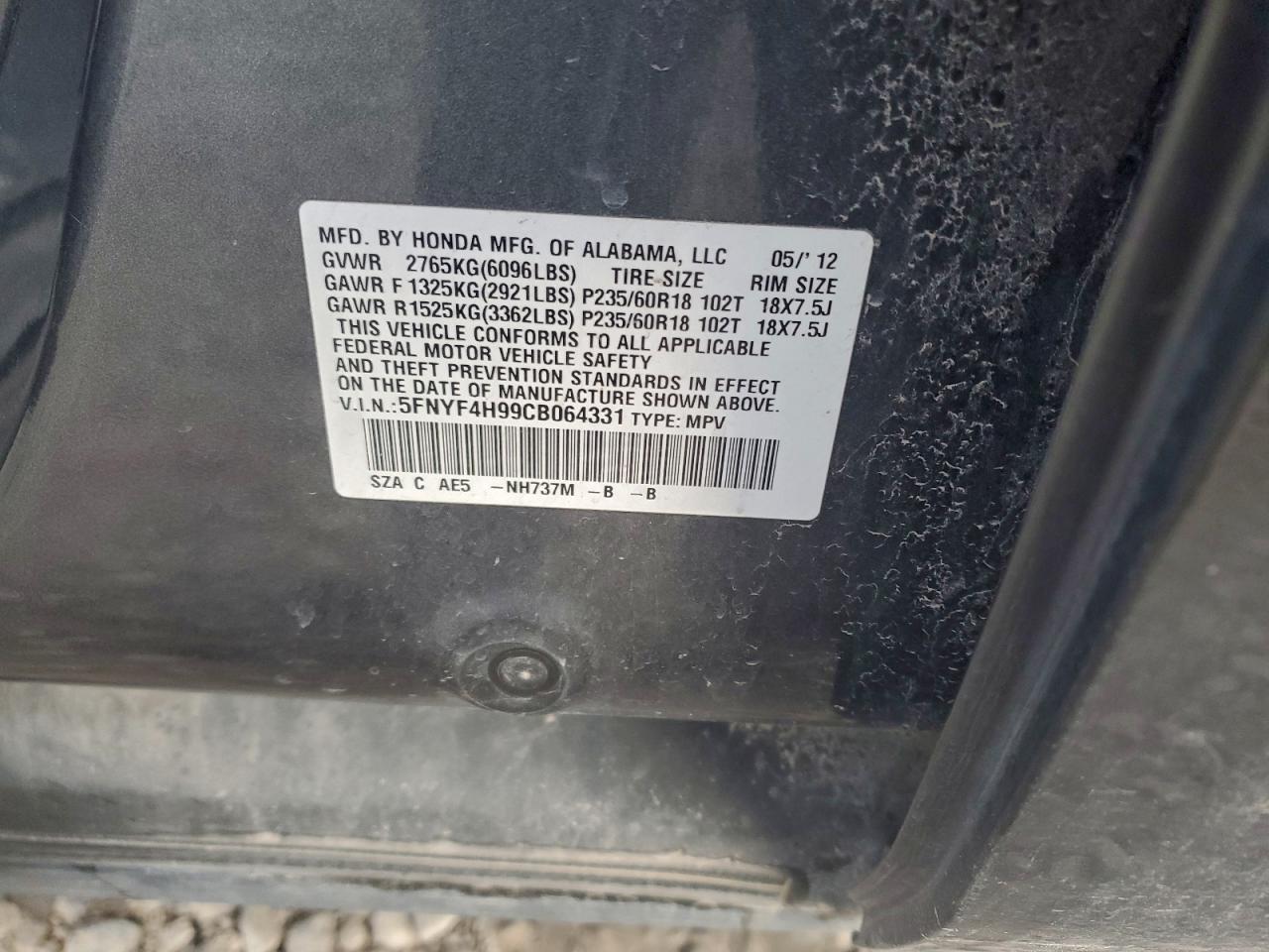 2012 HONDA PILOT