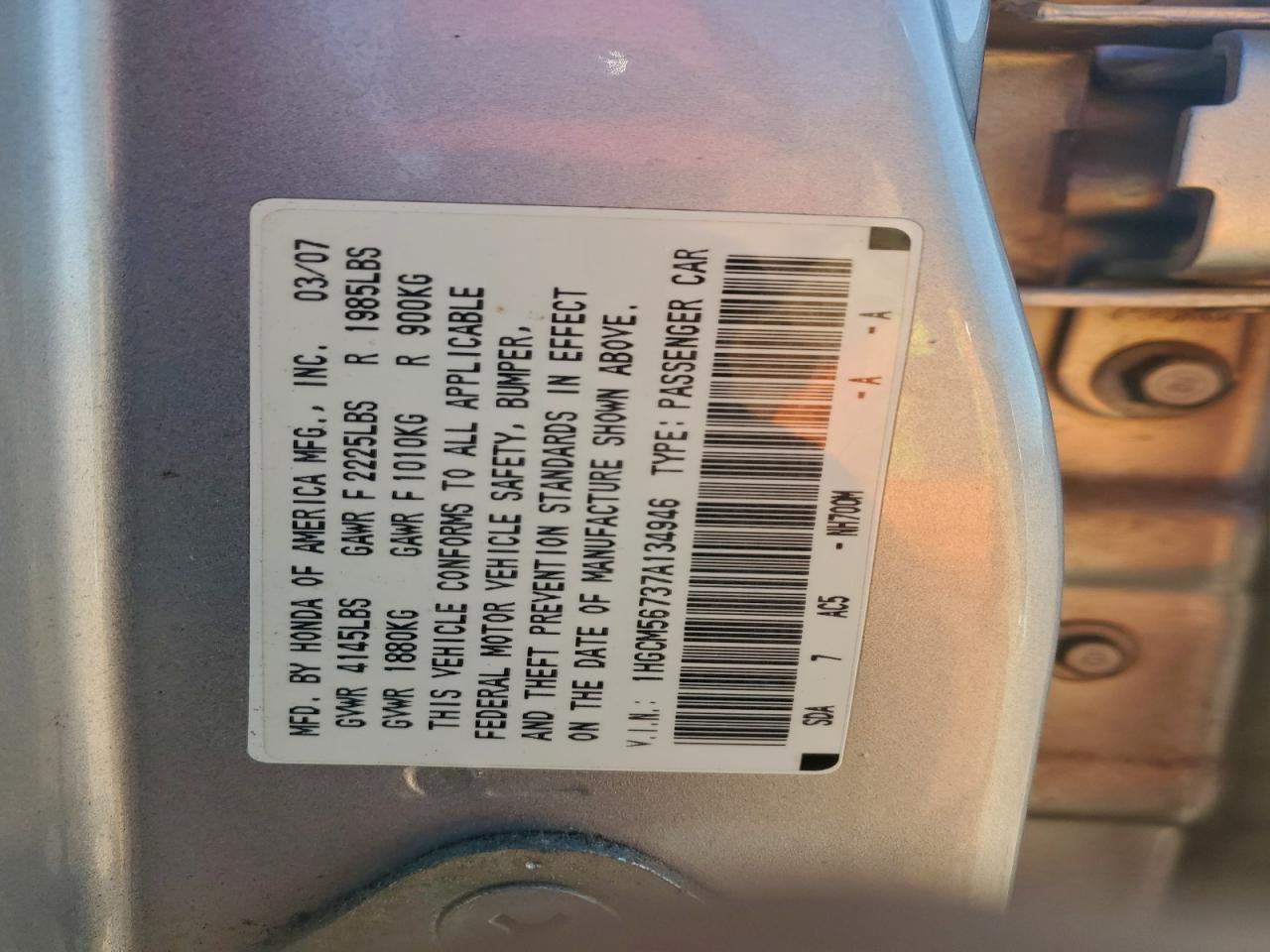 2007 HONDA ACCORD