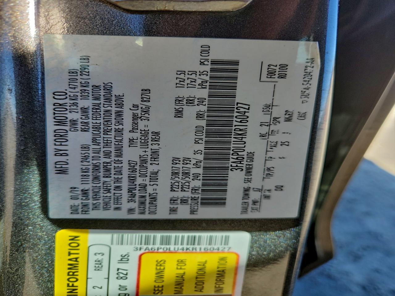 2019 FORD FUSION