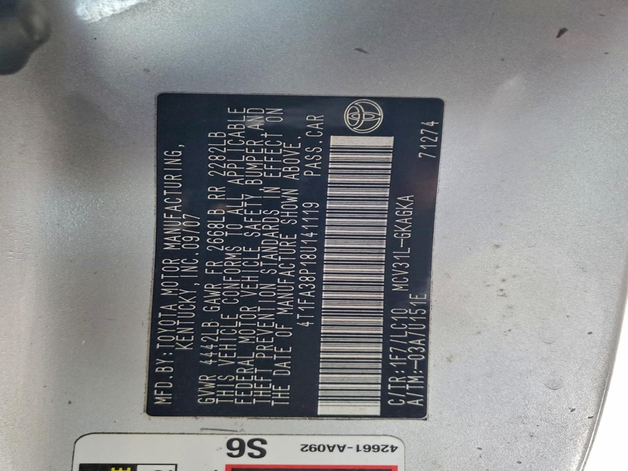 2008 TOYOTA CAMRY