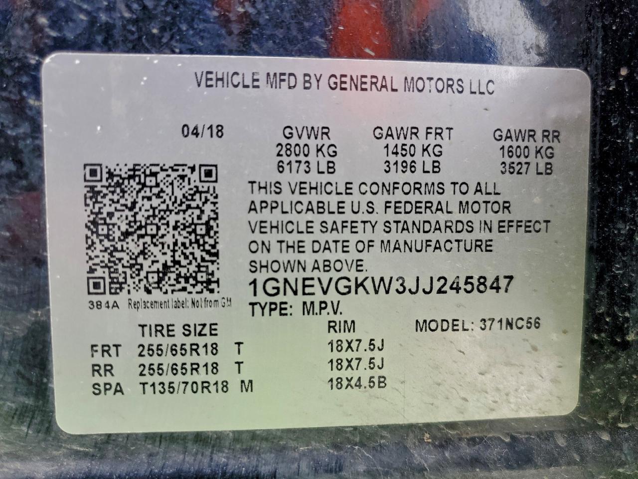 2018 CHEVROLET TRAVERSE