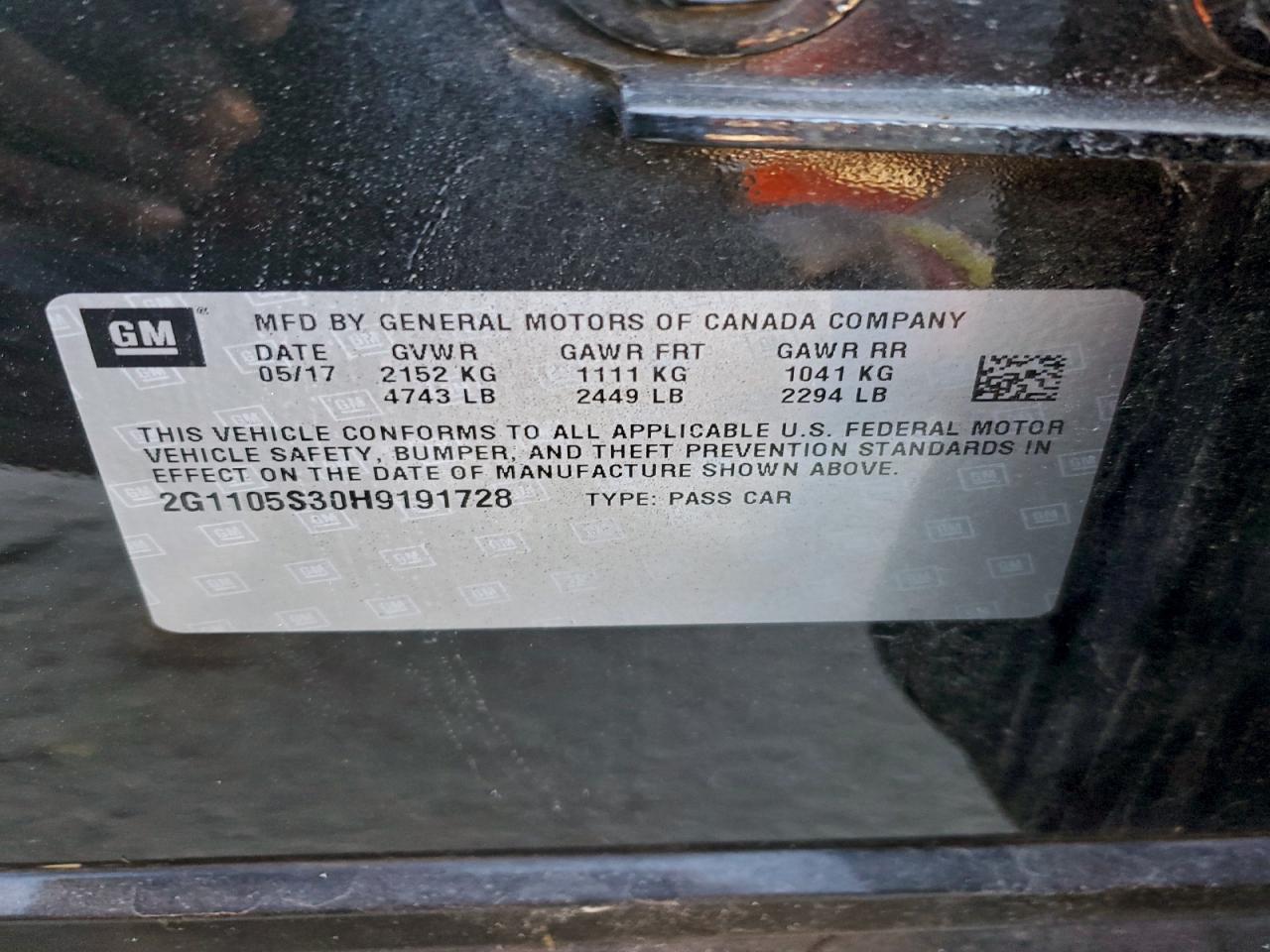 2017 CHEVROLET IMPALA